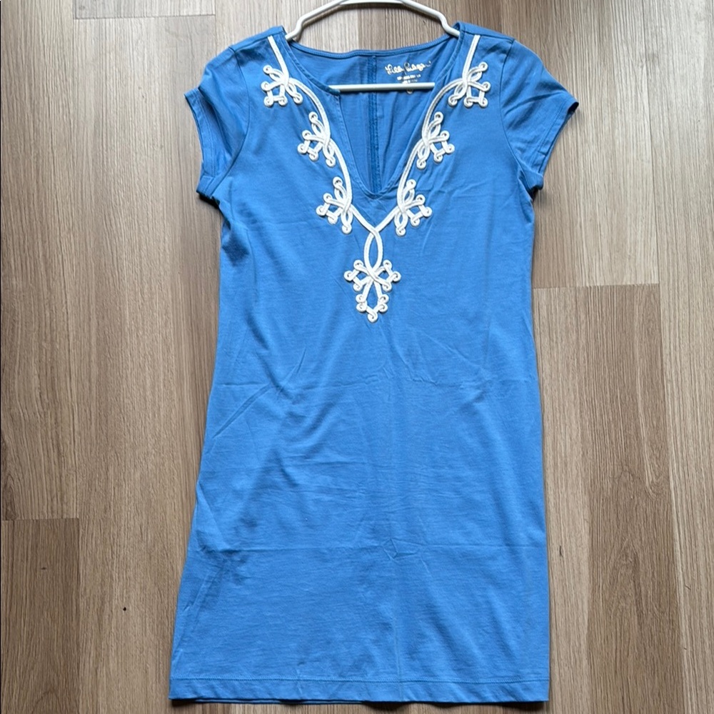 Lilly Pulitzer Blue Dress with White Embroidery
